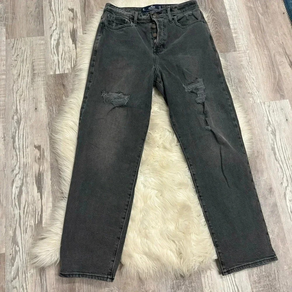 Hollister ultra high rise vintage straight stretch gray jeans sz 9r - Picture 1 of 8